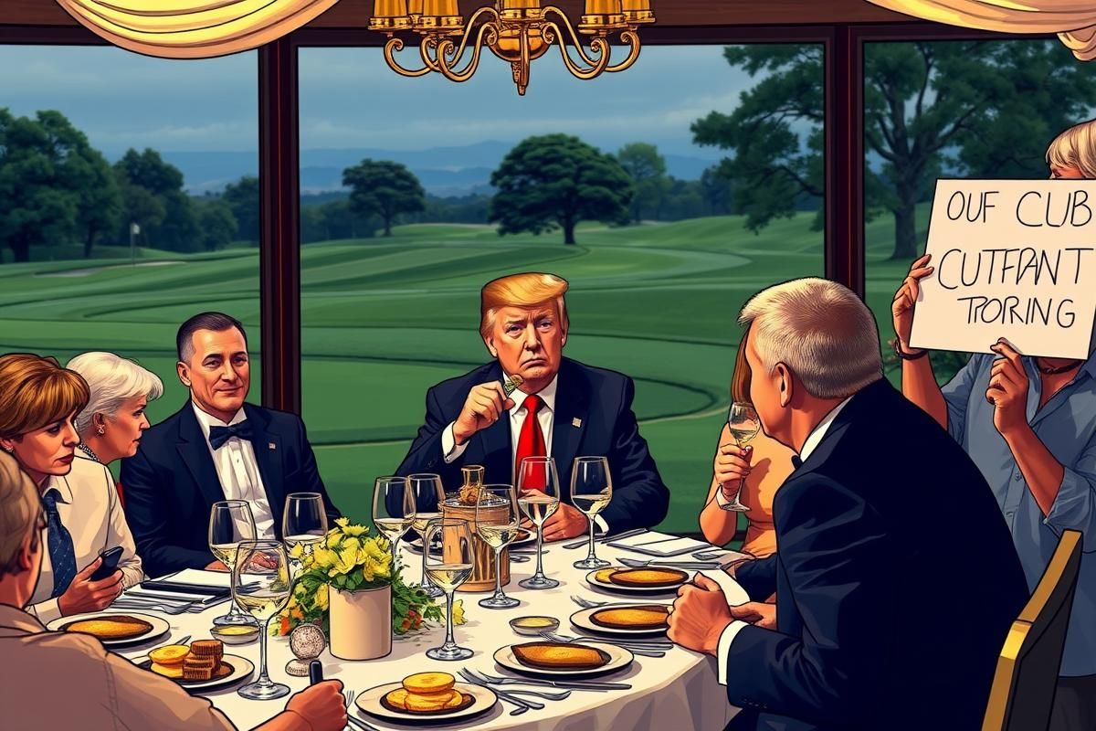 Donald Trump จัดงานเลี้ยง Trump Coin ท่ามกลางการประท้วง