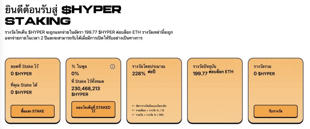 การ staking "Bitcoin Hyper"