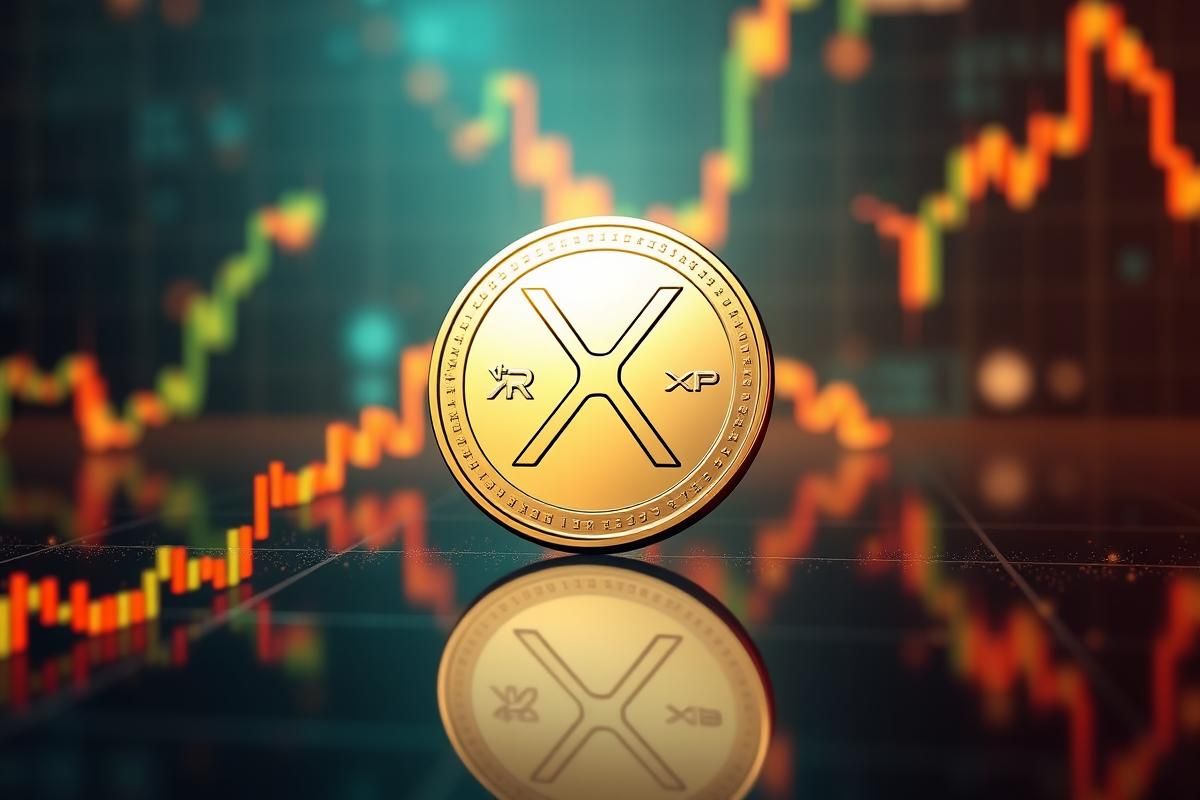 เหรียญ XRP และโลโก้ Ripple แสดงถึงความสัมพันธ์และแนวโน้มราคา