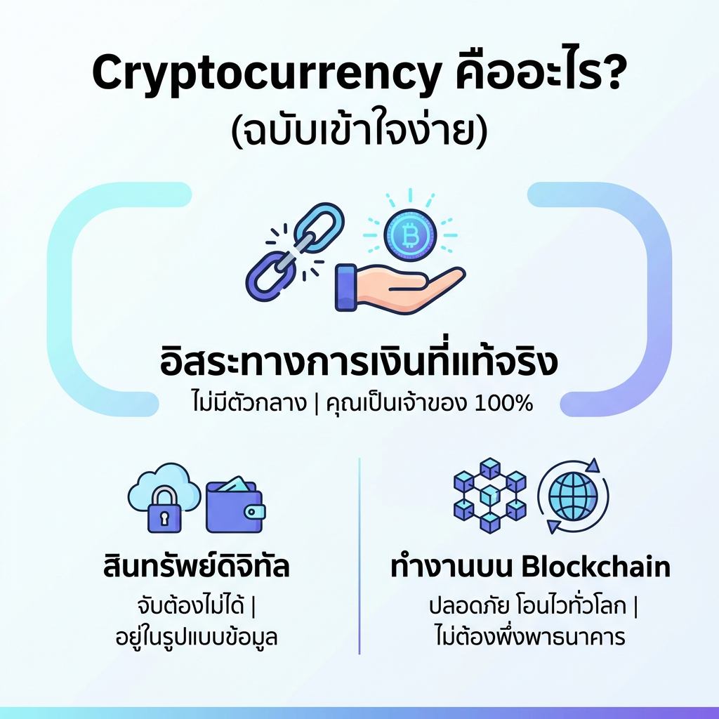Cryptocurrency คืออะไร? มือใหม่ต้องรู้ก่อนพลาด (ฉบับปี 2026)