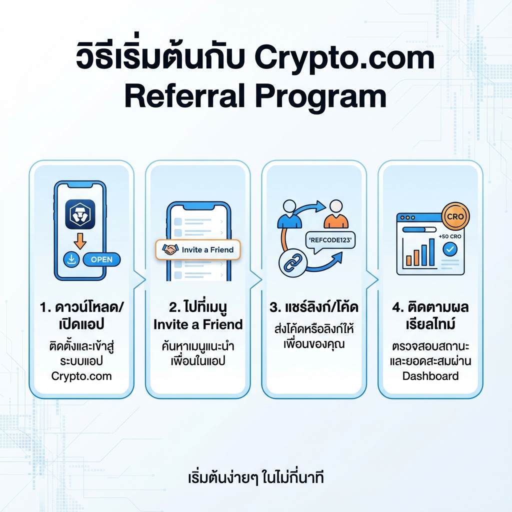 Crypto.com Referral Program 2026 ชวนเพื่อนรับ CRO สูงสุด $10K