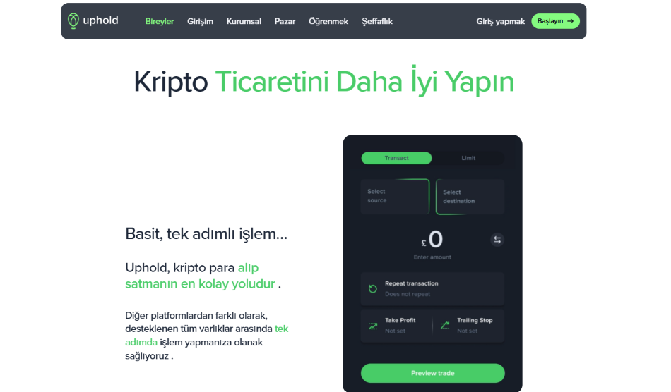 Varlıklar arası alım satım için en iyi seçenek: Uphold