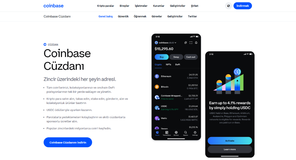 En iyi kripto cüzdan seçeneklerinden biri olarak Coinbase
