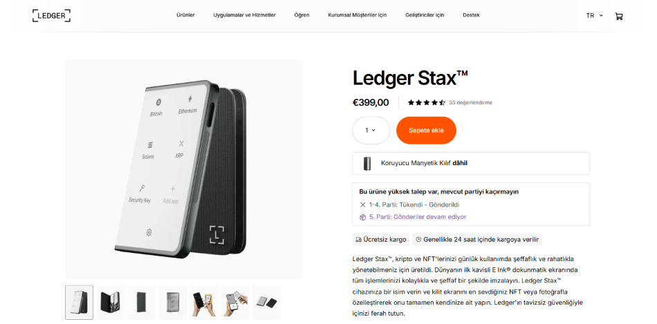 Güvenilir donanım cüzdanı: Ledger Stax