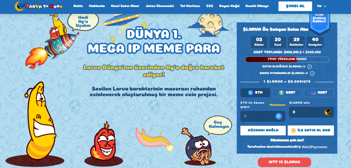 larva to moon ön satış coini