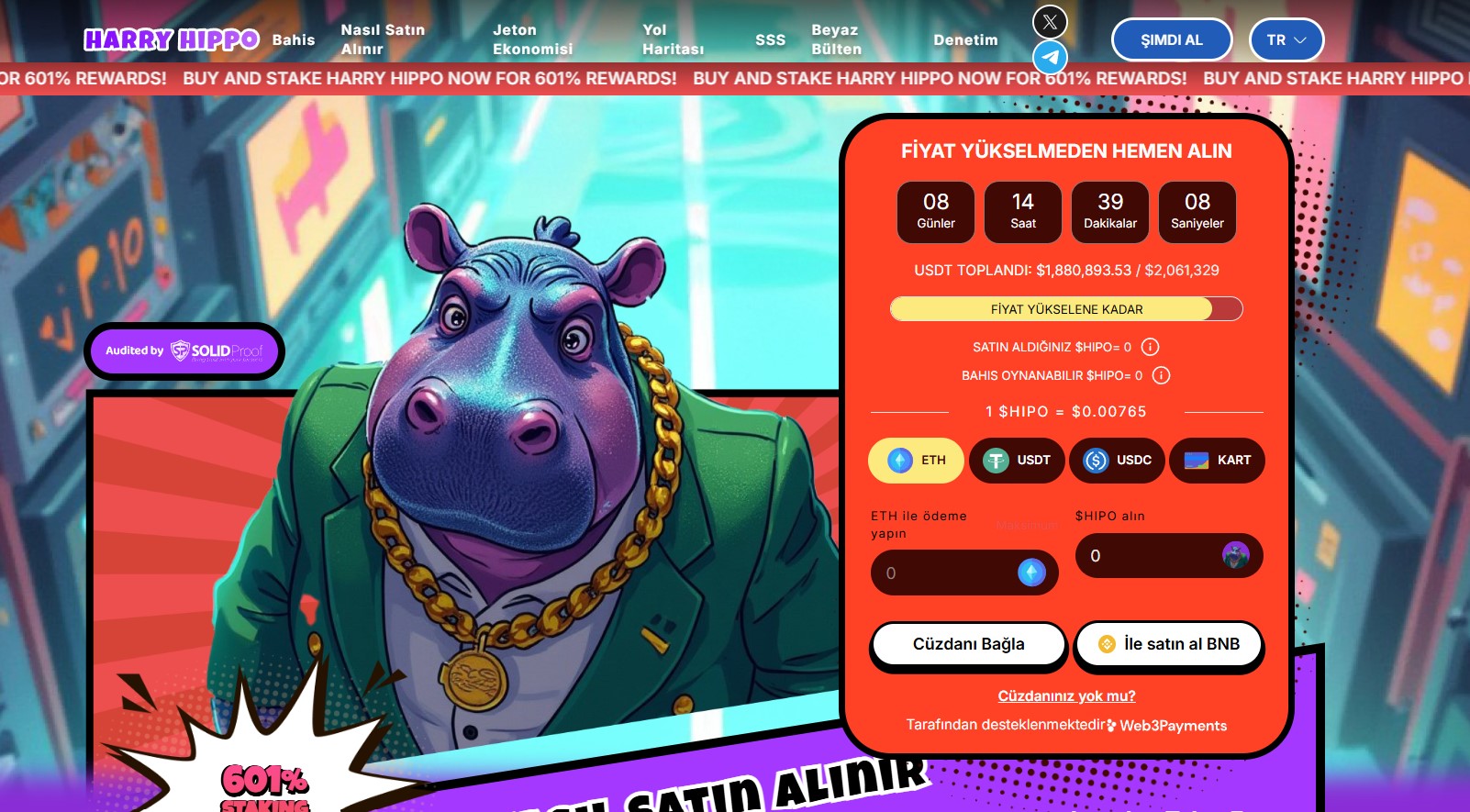Su Aygırı Temalı Yeni Nesil Ön Satış Coin Projesi Harry Hippo Analizi