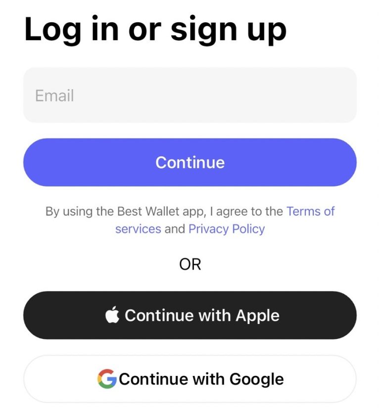 Best Wallet'ta hesap ve cüzdan oluşturun