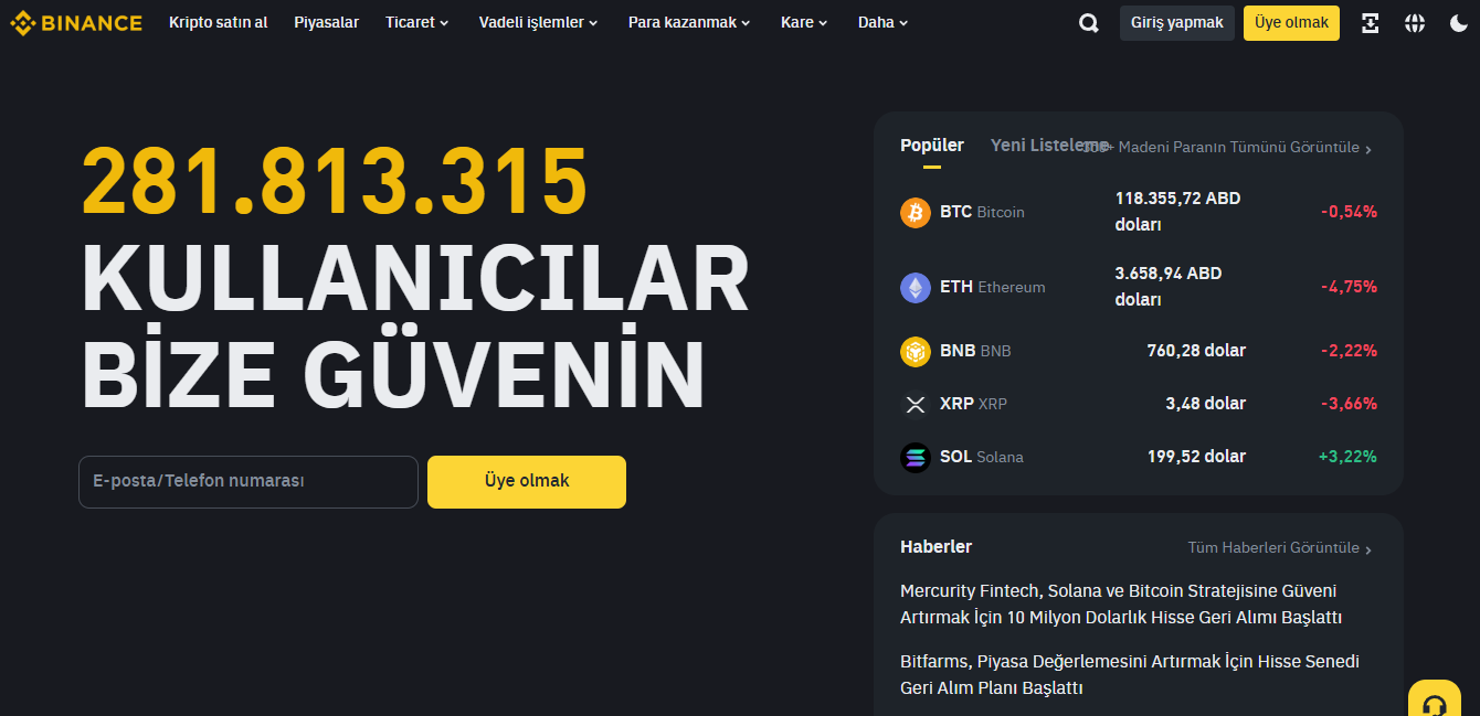 Vadeli işlem ve opsiyon piyasası - Binance