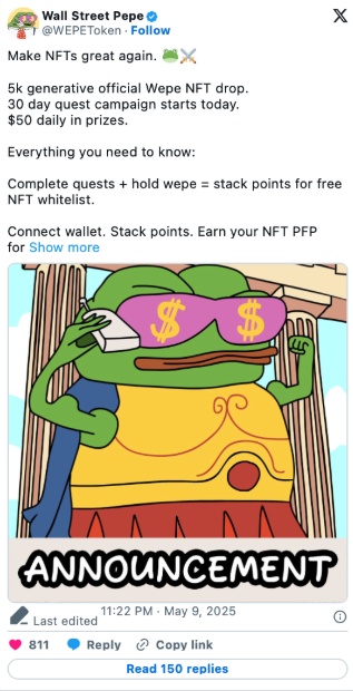 Wall Street Pepe Solana’ya Açıldı: Meme Coin Dünyasında Yeni Merkez WEPE