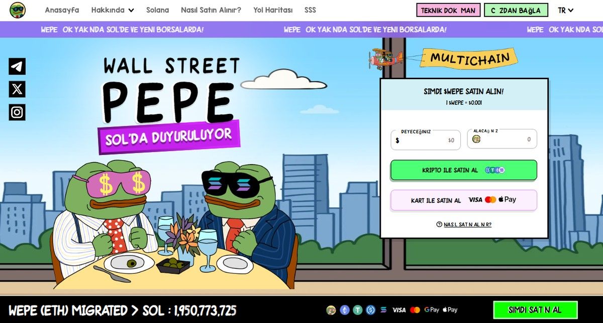 Solana ağındaki meme coinler-Wall Street Pepe
