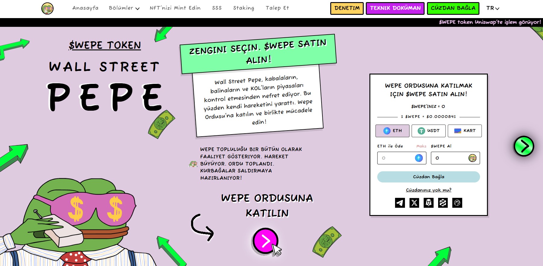 Wall Street Pepe (WEPE) Pengu Coin nasıl alınır