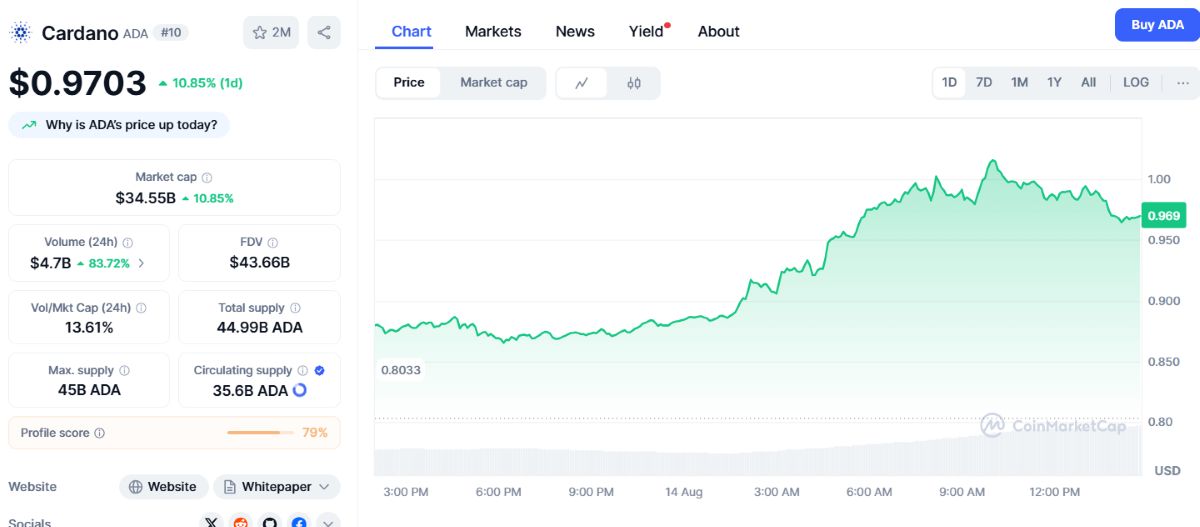 Cardano (ADA) 1 Dolar Sınırına Dayandı: Yükseliş Devam Ediyor