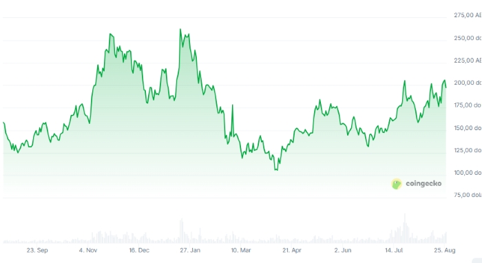 Solana 10. Ayda Da Ethereum’u Geçti: Fiyat 220 Dolar Direncini Zorluyor