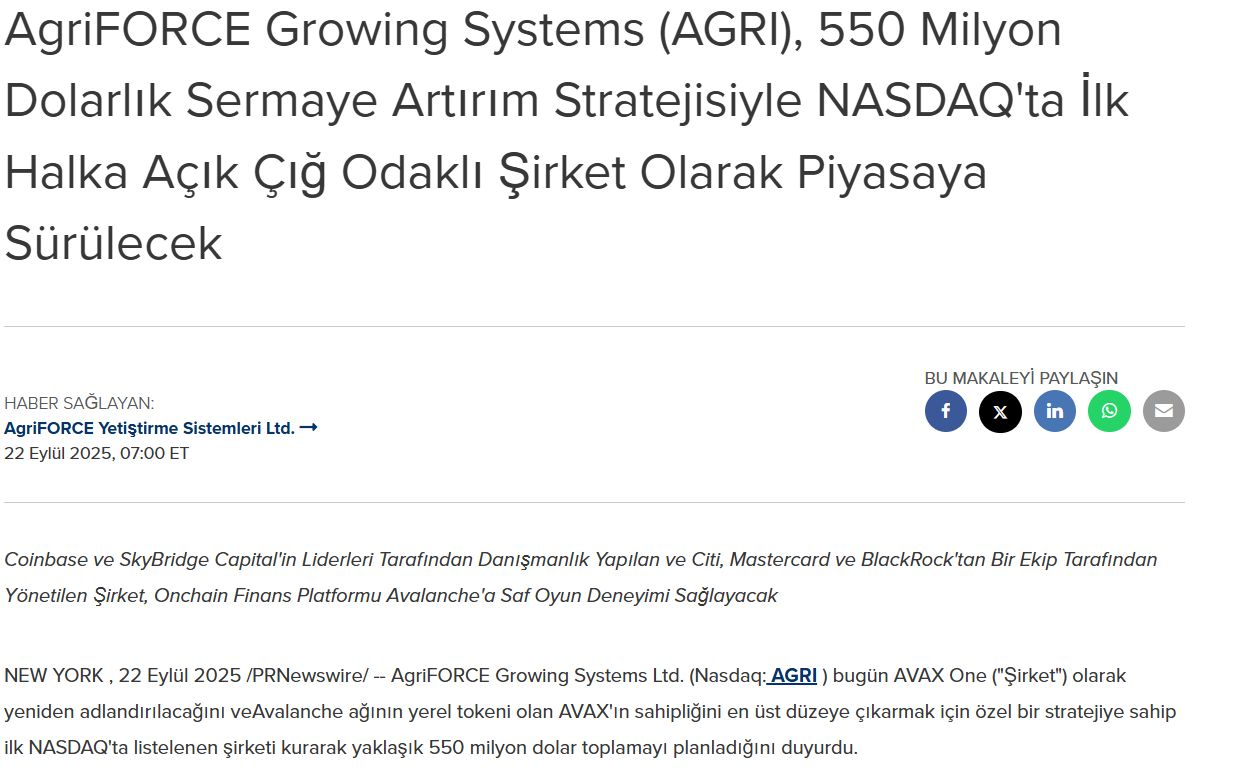İlk Avalanche Odaklı Nasdaq Şirketi