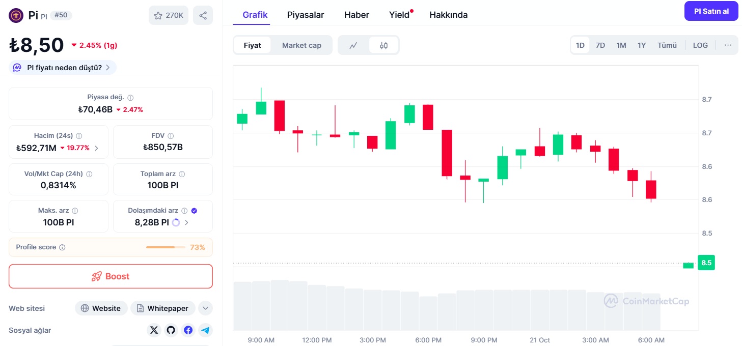 Bugün 1 Pi Coin Ne Kadar?