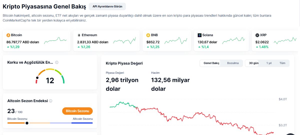 Kripto piyasası genel hareketi