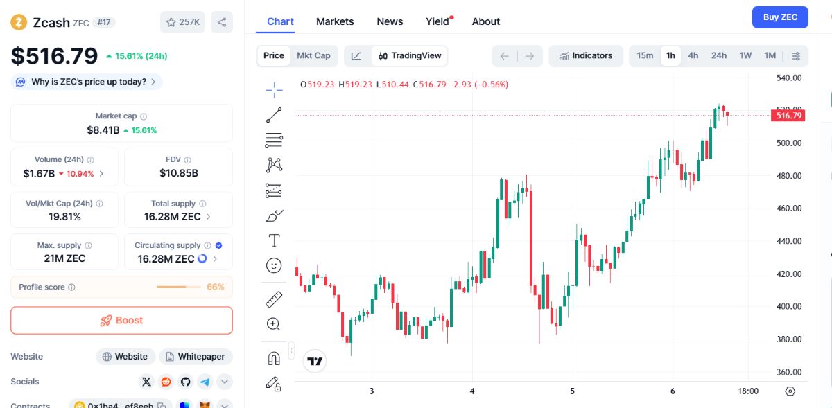 Zcash fiyat hareketi