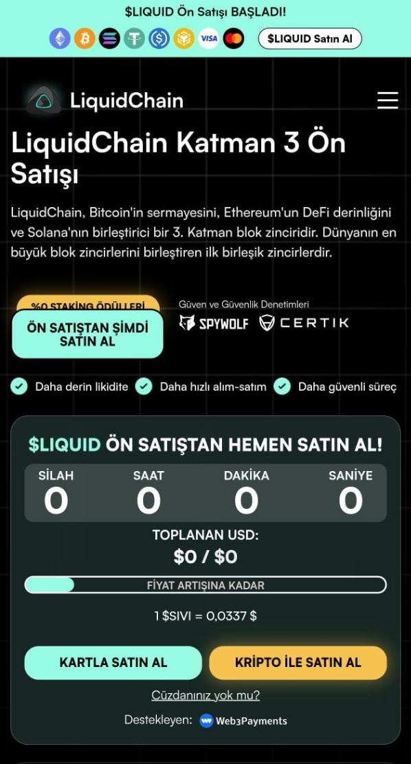 Layer 3 temelli en iyi kriptoı para birimi: LIQUIDCHAIN