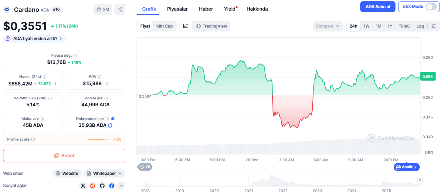 Cardano Fiyatı 0,36 Dolar Eşiğinde: ADA Yılbaşı Rallisi mi Geliyor?