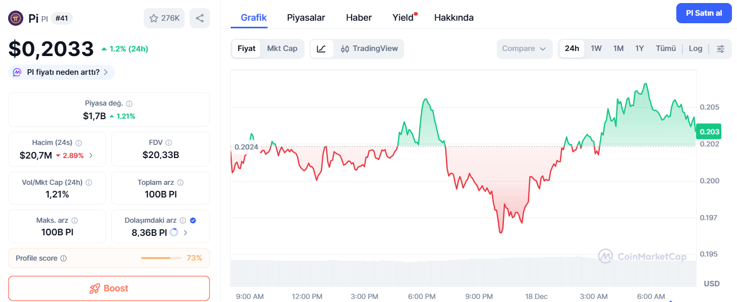 Bugün 1 Pi Coin Ne Kadar?