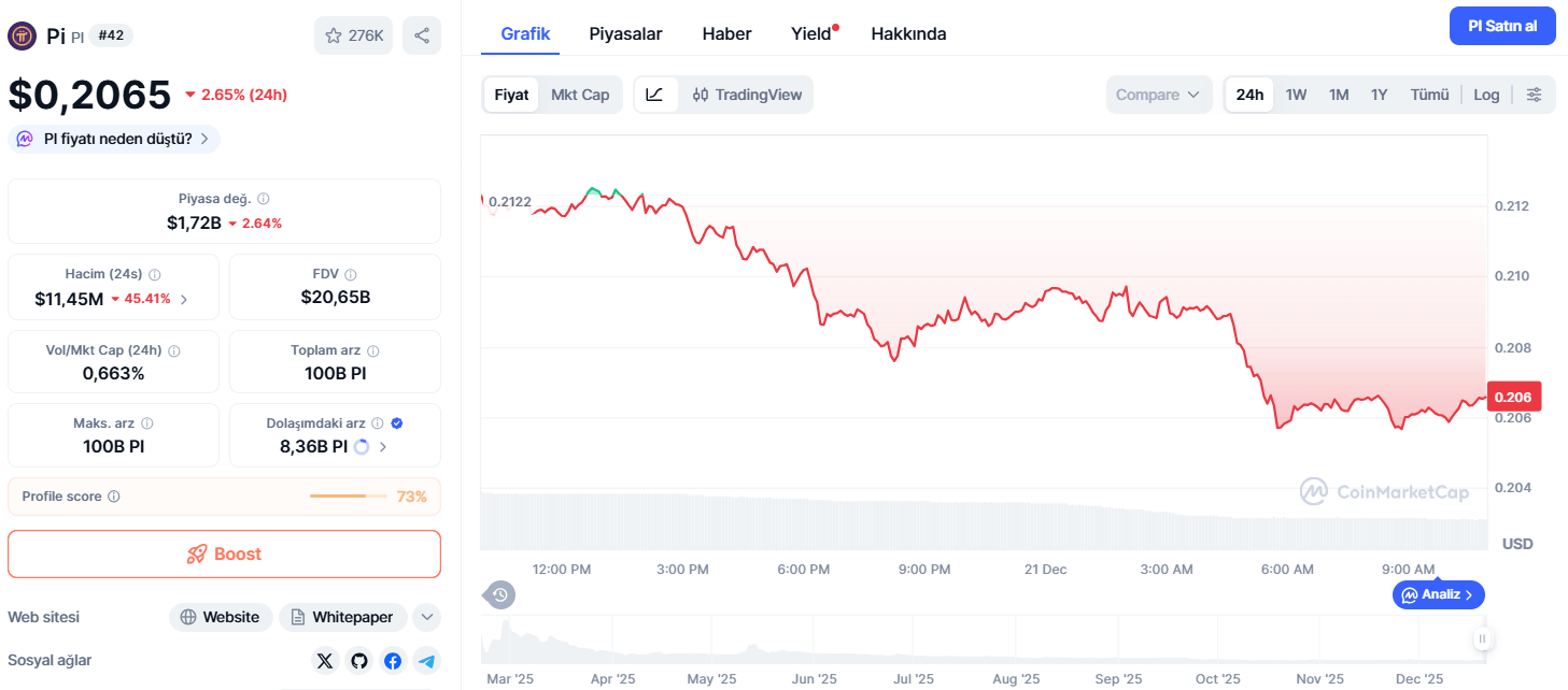Bugün 1 Pi Coin Ne Kadar?