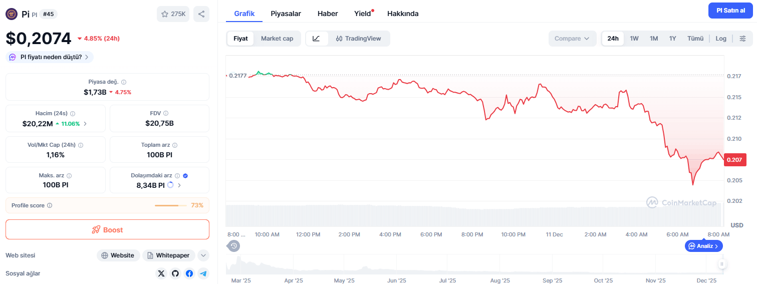 Bugün 1 Pi Coin Ne Kadar?