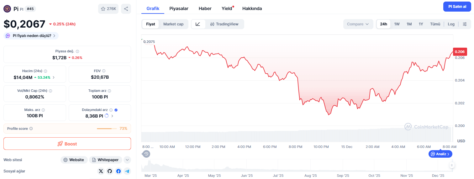 Bugün 1 Pi Coin Ne Kadar?