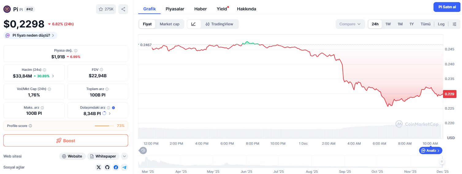 Bugün 1 Pi Coin Ne Kadar?