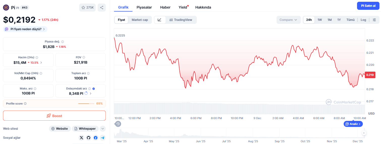 Bugün 1 Pi Coin Ne Kadar?
