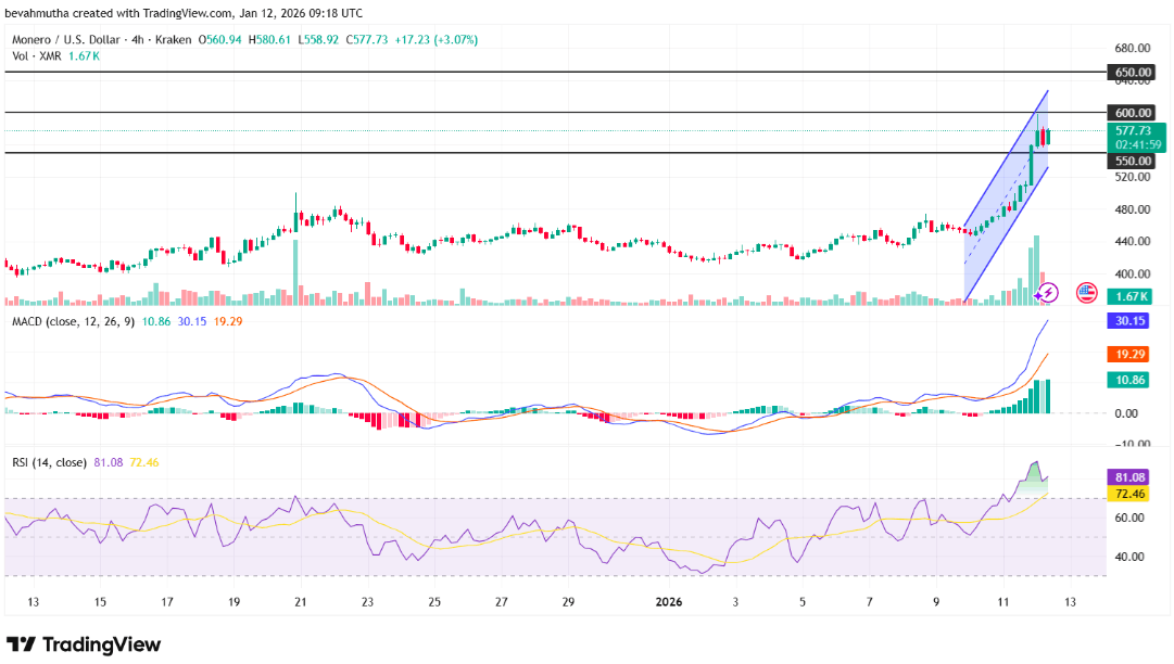 XMR Fiyatı Güçlü Ralli Sonrası 600 Doları Hedefliyor