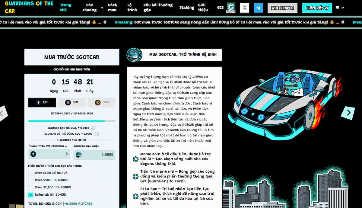 Guardians of the Car (GOCAR) – Meme coin đầu tiên về ô tô