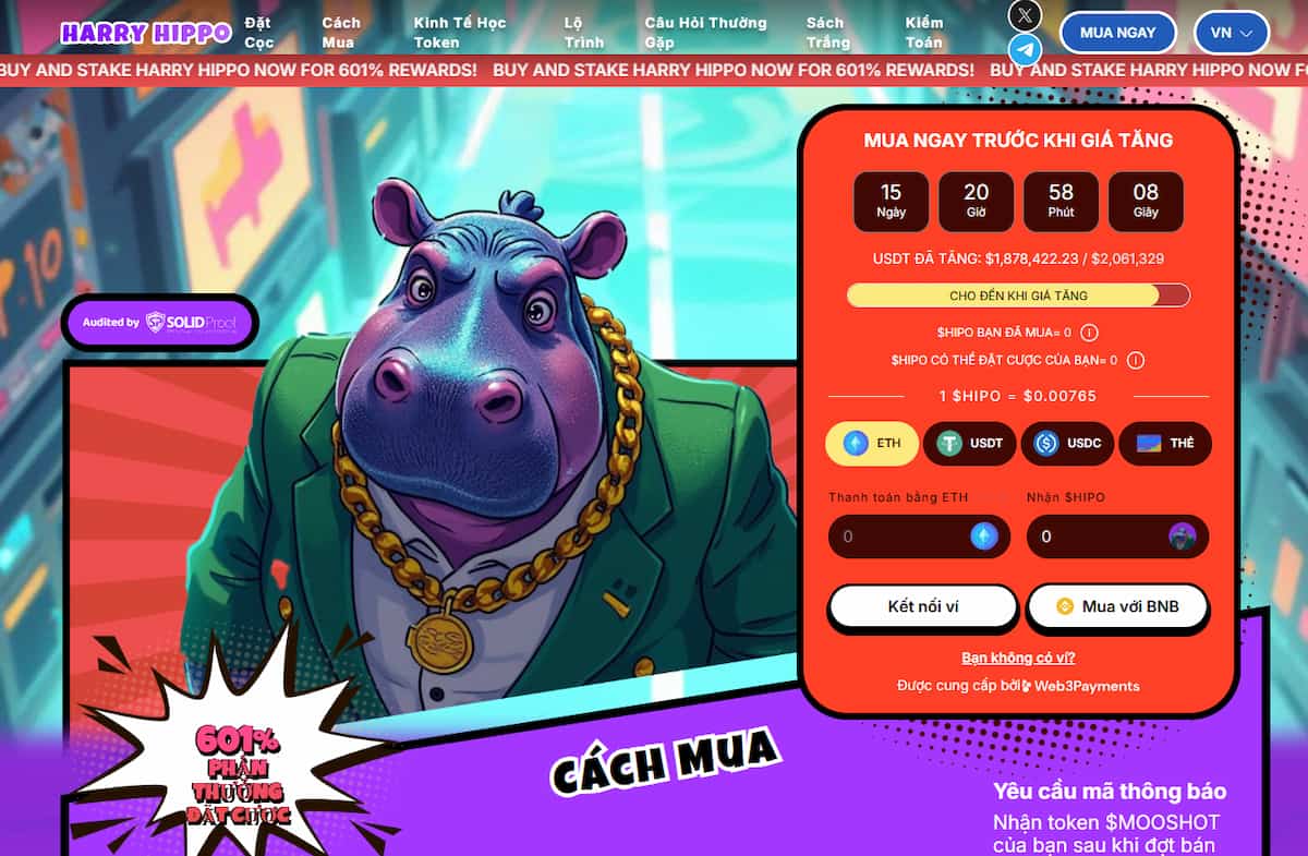 Harry Hippo (HIPO) – Chơi, stake và kiếm thưởng