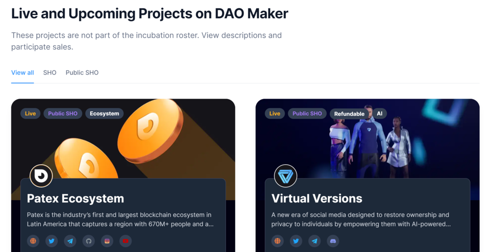 DAO Maker Upcoming Launches