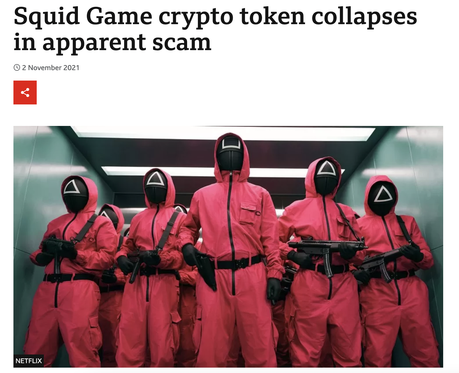 Squid Game token BBC