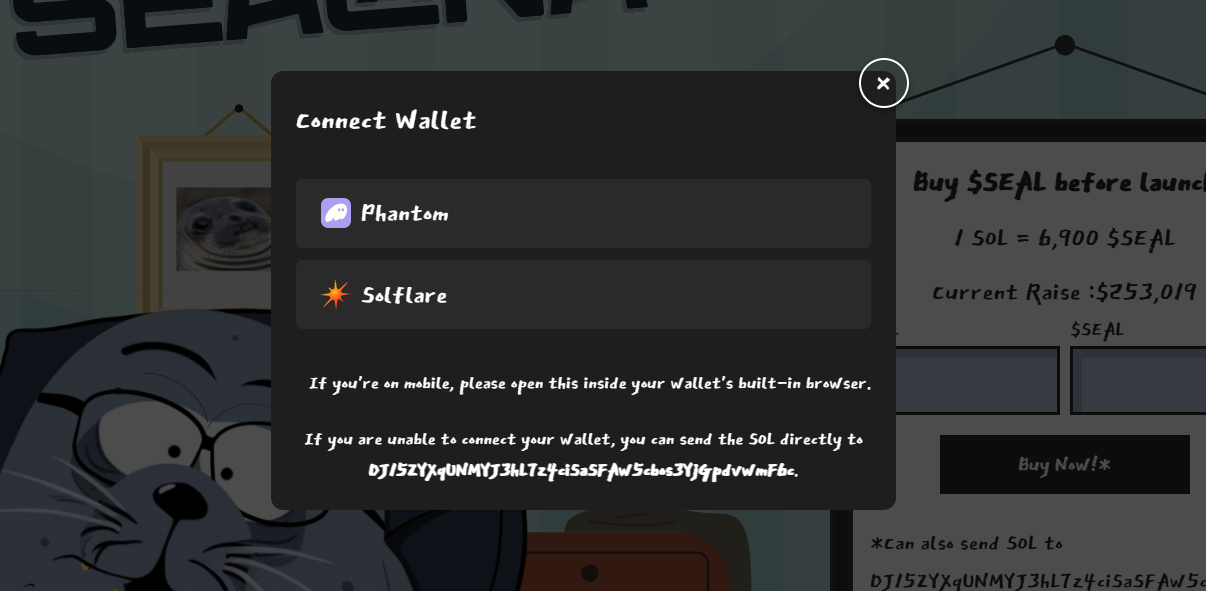 Connect wallet to buy Sealana
