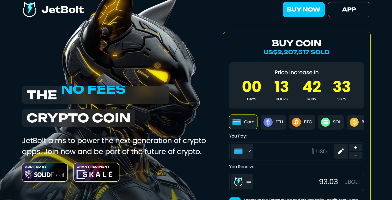 Jetbolt presale homepage