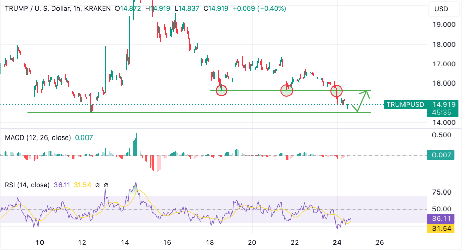 TRUMP hourly chart shows early signs of an upcoming recovery