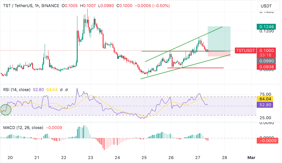 test token could rise another 25% if it bounces off this support level