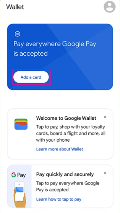 gpay add card