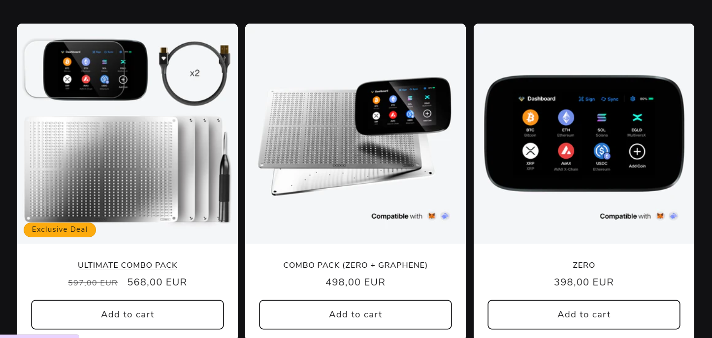 NGRAVE cold wallet products