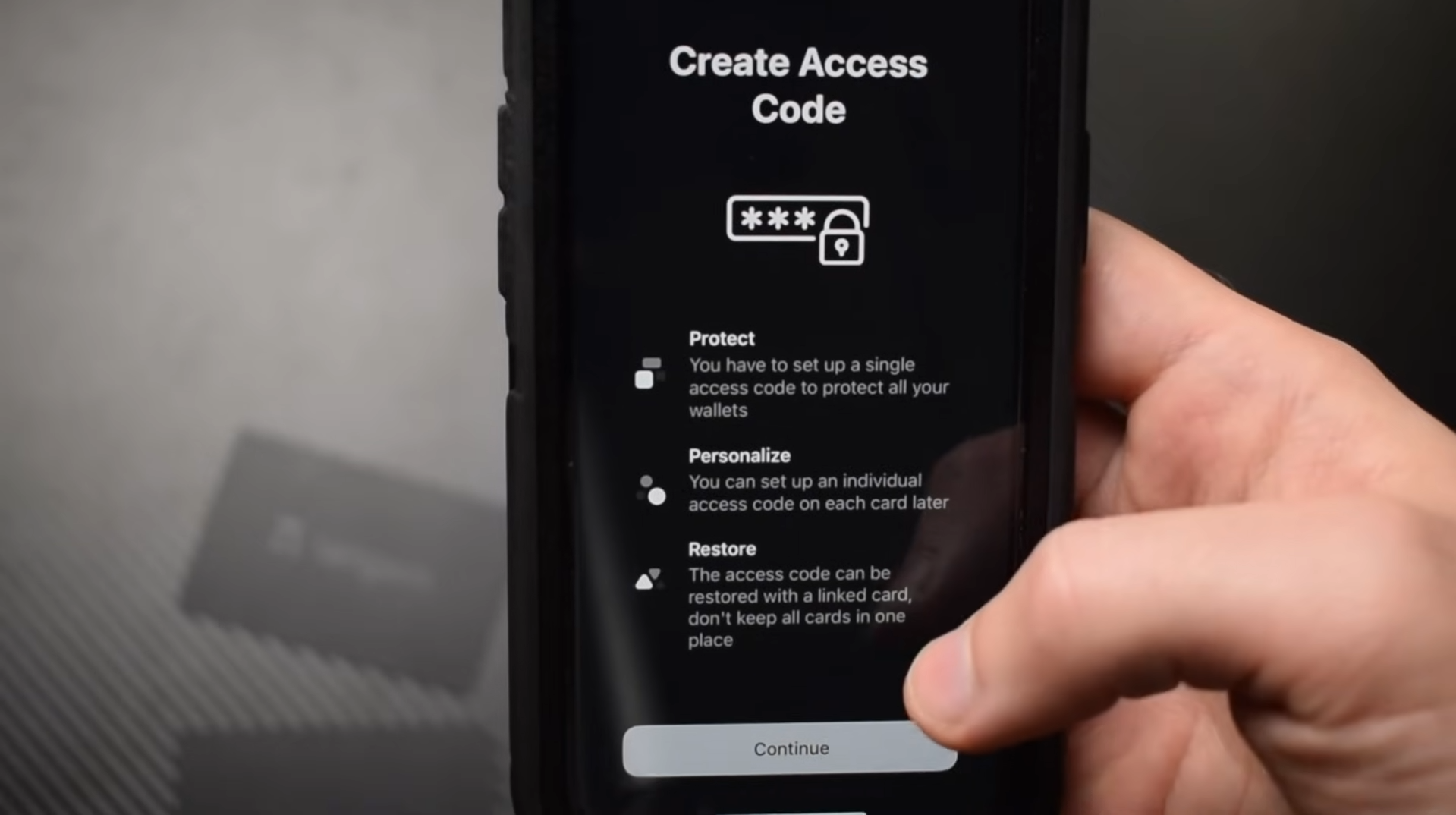 tangem access code