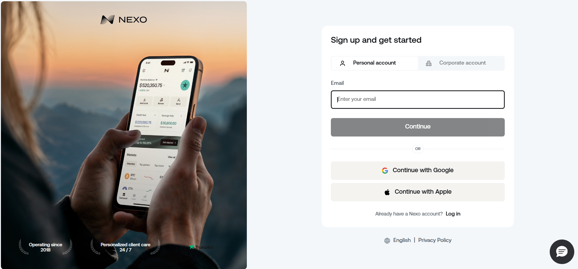 Nexo registration