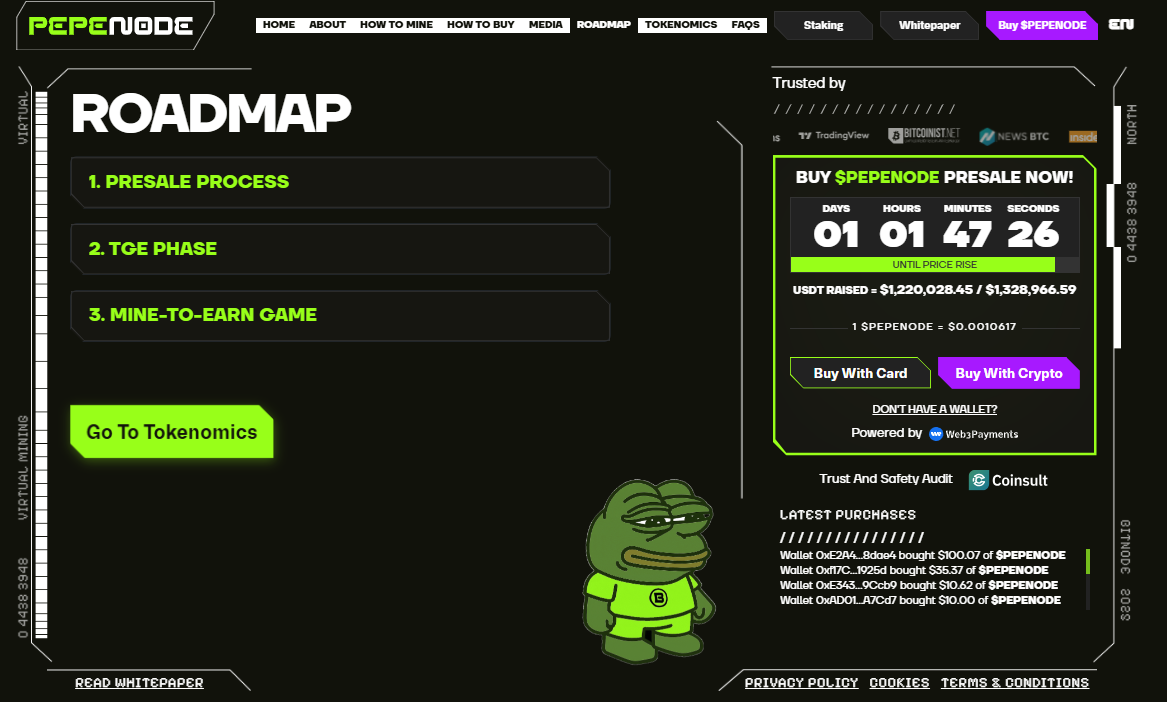 Pepenode Roadmap as the Best Crypto to Buy now