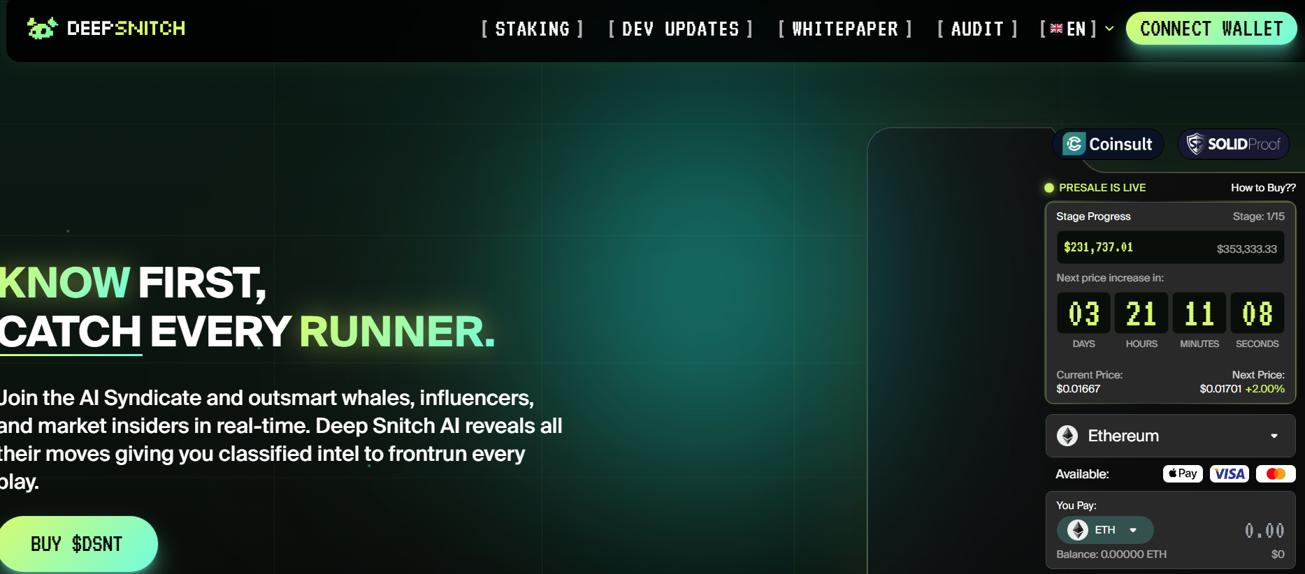 How to Buy Deepsnitch AI ($DSNT) Token in 2026 - icobench.com