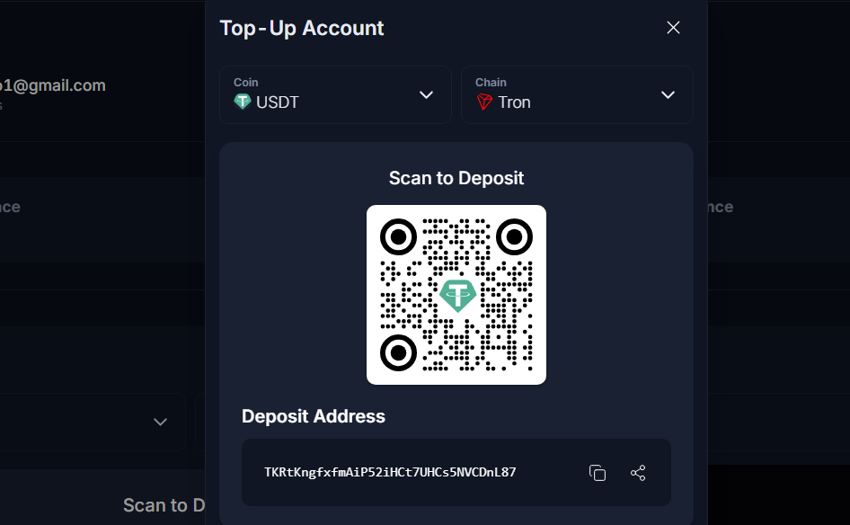 The True Trade deposit page