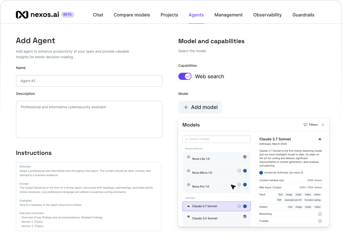 AI agents on Nexos.ai