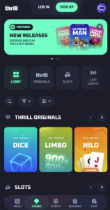 thrill casino interface