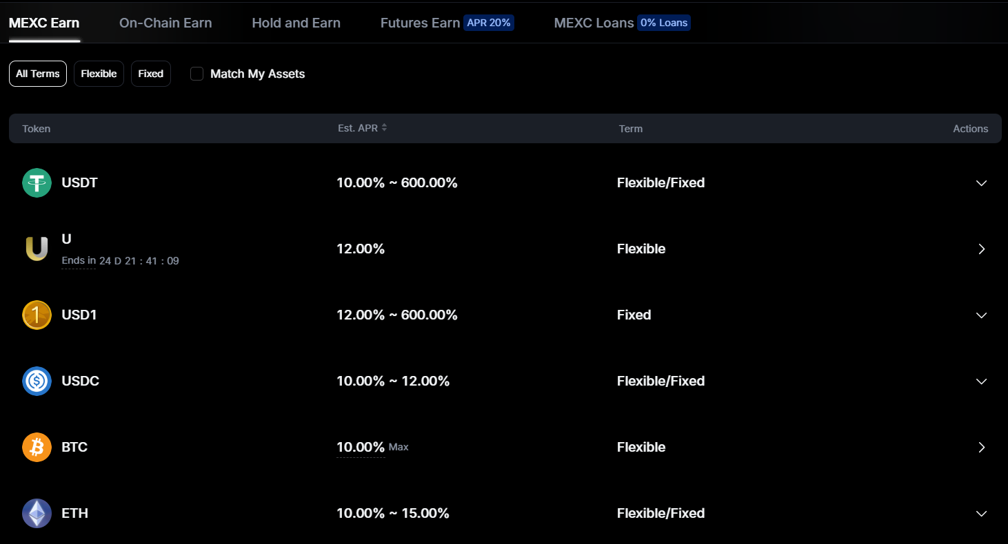 MEXC staking