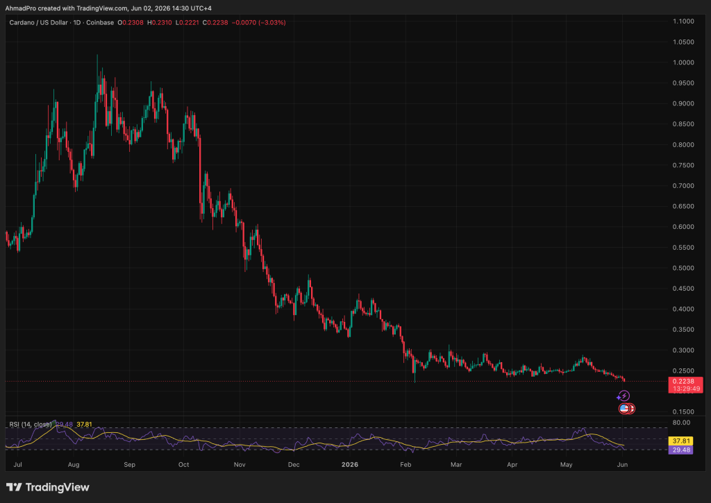 Google Gemini AI predicts Cardano (ADA) targeting $0.34 over the next 30 days, tracking its $0.22 floor alongside a 350M ADA treasury.