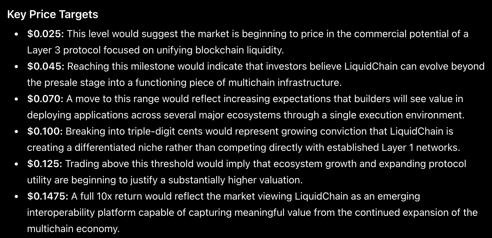 Price Predictions June 30 2026 liquidchain